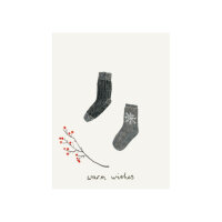 Minikarte Socken &quot;warm wishes&quot;